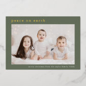 EMELIA Groene Folie Foto Vrede op Aarde Kerst Folie Feestdagenkaart (Voorkant)