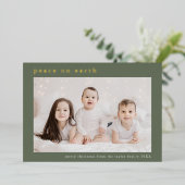 EMELIA Groene Folie Foto Vrede op Aarde Kerst Folie Feestdagenkaart (Staand Voorkant)