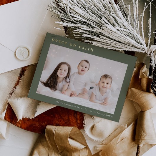 EMELIA Groene Folie Foto Vrede op Aarde Kerst Folie Feestdagenkaart