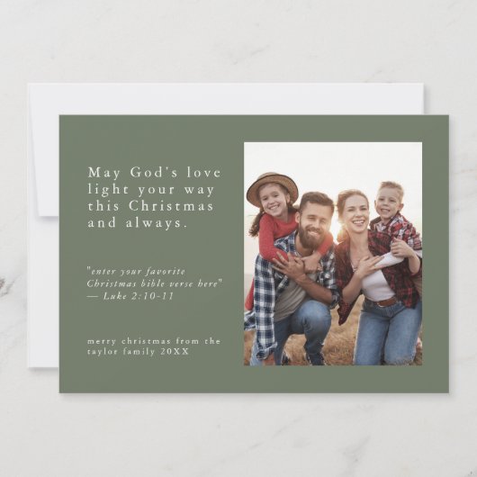 EMELIA Groene Foto Gemakkelijk Eenvoudige Religieu Feestdagenkaart (Voorkant)