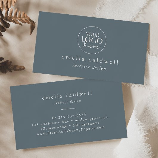 EMELIA Logo Minimal Dusty Blue Minimalist Rustic Visitekaartje