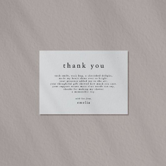 EMELIA Minimaal Rustiek Boho Eenvoudig Baby shower Bedankkaart
