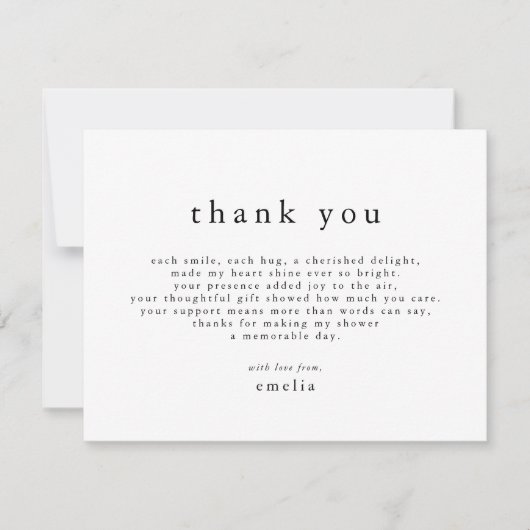 EMELIA Minimaal Rustiek Boho Eenvoudig Baby shower Bedankkaart (Voorkant)