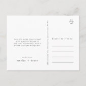 EMELIA Minimal Dusty Blue Rustic Wedding Bedankt Briefkaart (Achterkant)