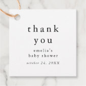 EMELIA Minimal rustiek eenvoudig Baby shower dank  Bedankjes Labels (Voorkant)