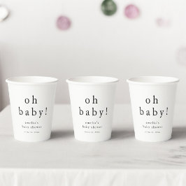 EMELIA Minimalist Boho Simple Oh Baby Baby shower Papieren Bekers