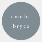 EMELIA minimalistische donkerblauwe winterbruilof Ronde Sticker (Voorkant)