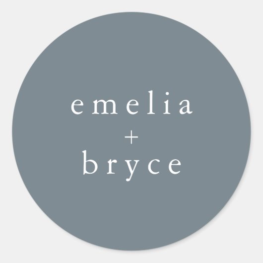 EMELIA minimalistische  donkerblauwe winterbruilof Ronde Sticker (Voorkant)