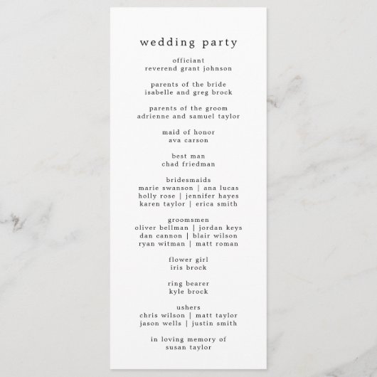 EMELIA minimalistische unieke neutrale rustieke br Programmakaart (Achterkant)