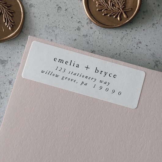 EMELIA Minimalistische Unieke Retouradreslabels Etiket