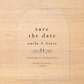 EMELIA Modern Arch Unieke bruiloft Save the Date Acryl Uitnodigingen (Voorkant)