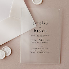 EMELIA Modern Boho Minimalistische Unieke Zwarte T Acryl Uitnodigingen