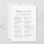 EMELIA Modern Eenvoudig Baby shower Trivia Game Ka Kaart (Voorkant)