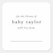 EMELIA Modern Minimaal Eenvoudig Baby shower Bookp Vierkante Sticker (Voorkant)