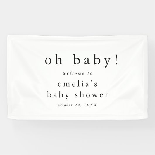 EMELIA Modern Minimaal Rustiek Eenvoudig Baby show Spandoek (Horizontaal)