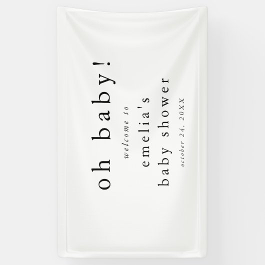 EMELIA Modern Minimaal Rustiek Eenvoudig Baby show Spandoek (Verticaal)