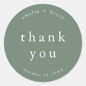 EMELIA Modern Mountain Eenvoudige bruiloft Dank u Ronde Sticker (Voorkant)