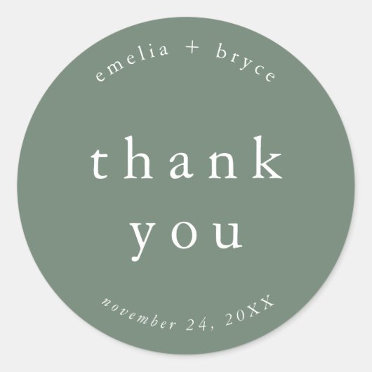EMELIA Modern Mountain Eenvoudige bruiloft Dank u Ronde Sticker (Voorkant)