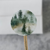 EMELIA Modern Mountain Sage Green Forest Wedding Ronde Sticker