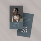 EMELIA Navy Rustic Minimal Dusty Blue Boho Foto Visitekaartje