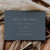 EMELIA Navy Rustic Minimal Dusty Blue Boho Wedding Save The Date