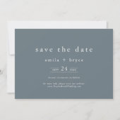 EMELIA Navy Rustic Minimal Dusty Blue Boho Wedding Save The Date (Voorkant)