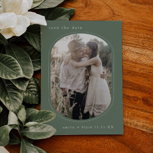 EMELIA Ovaal Foto Bos Natuur Sage Green Wedding Save The Date