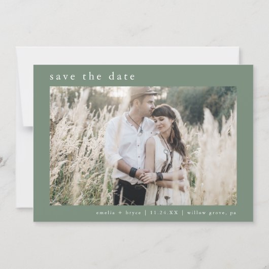 EMELIA Photo Sage Mountain Wedding Sla de datum op Magnetische Uitnodiging (Voorkant)