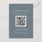 EMELIA QR Code Dusty Blue Minimal Wedding RSVP Informatiekaartje (Voorkant)