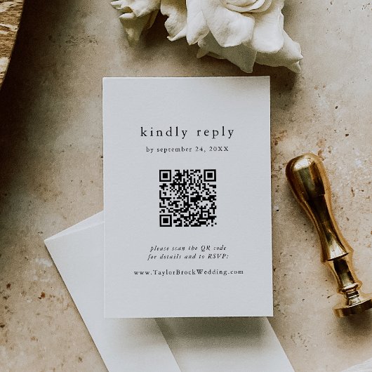EMELIA QR Code Eenvoudig Modern Boho Wedding RSVP Informatiekaartje