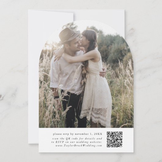 EMELIA QR Code Fotoboog Winter Unieke bruiloft Kaart (Achterkant)