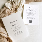 EMELIA QR Code Rustiek Eenvoudig Modern Boho Weddi Kaart