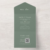 EMELIA QR Code Sage Green Forest Woodland Wedding All In One Uitnodiging (Binnen)
