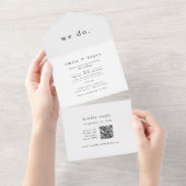 EMELIA QR Code Wit Zwart Rustiek Eenvoudig Huwelij All In One Uitnodiging (Afscheurbaar)