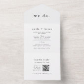 EMELIA QR Code Wit Zwart Rustiek Eenvoudig Huwelij All In One Uitnodiging (Binnen)