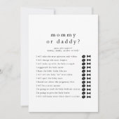 EMELIA Raad Wie Mama Papa Baby shower Game Kaart (Voorkant)