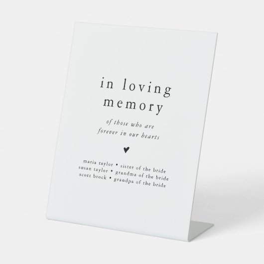 EMELIA Rustic in Loving Memory Huwelijksmonument Reclamebord Met Voetstuk (Voorkant)