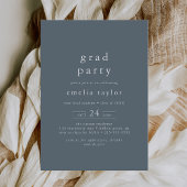 EMELIA Rustic Minimal Blue Navy Graduation Party Kaart