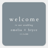 EMELIA Rustic Minimal Navy Wedding Welcome Bag Vierkante Sticker (Voorkant)