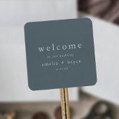 EMELIA Rustic Minimal Navy Wedding Welcome Bag Vierkante Sticker