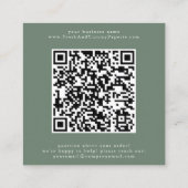 EMELIA Rustic Sage Green Simple Leave a Review Vierkante Visitekaartje (Achterkant)