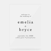 EMELIA Rustic Simple Modern Boho Wedding Welkom Acryl Bord (Voorkant)