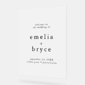 EMELIA Rustic Simple Modern Boho Wedding Welkom Acryl Bord (Hoek)