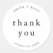 EMELIA Rustiek Eenvoudig Modern Boho Wedding Dank  Ronde Sticker (Voorkant)