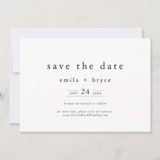 EMELIA Rustiek Eenvoudig Modern Boho Winter Weddin Save The Date (Voorkant)