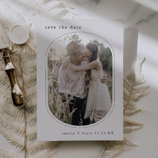 EMELIA rustieke ovale foto eenvoudige moderne brui Save The Date