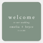 EMELIA Sage Green Mountain Wedding Welcome Bag Vierkante Sticker (Voorkant)