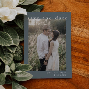 EMELIA Silver Foil Navy Blue Wedding Save the Date Folie Uitnodiging