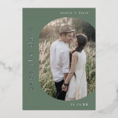 EMELIA Silver Foil Woodland Wedding Save the Date Folie Uitnodiging (Voorkant)