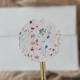 EMELIA Soft Waterverf Floral Wildflower Wedding Ronde Sticker